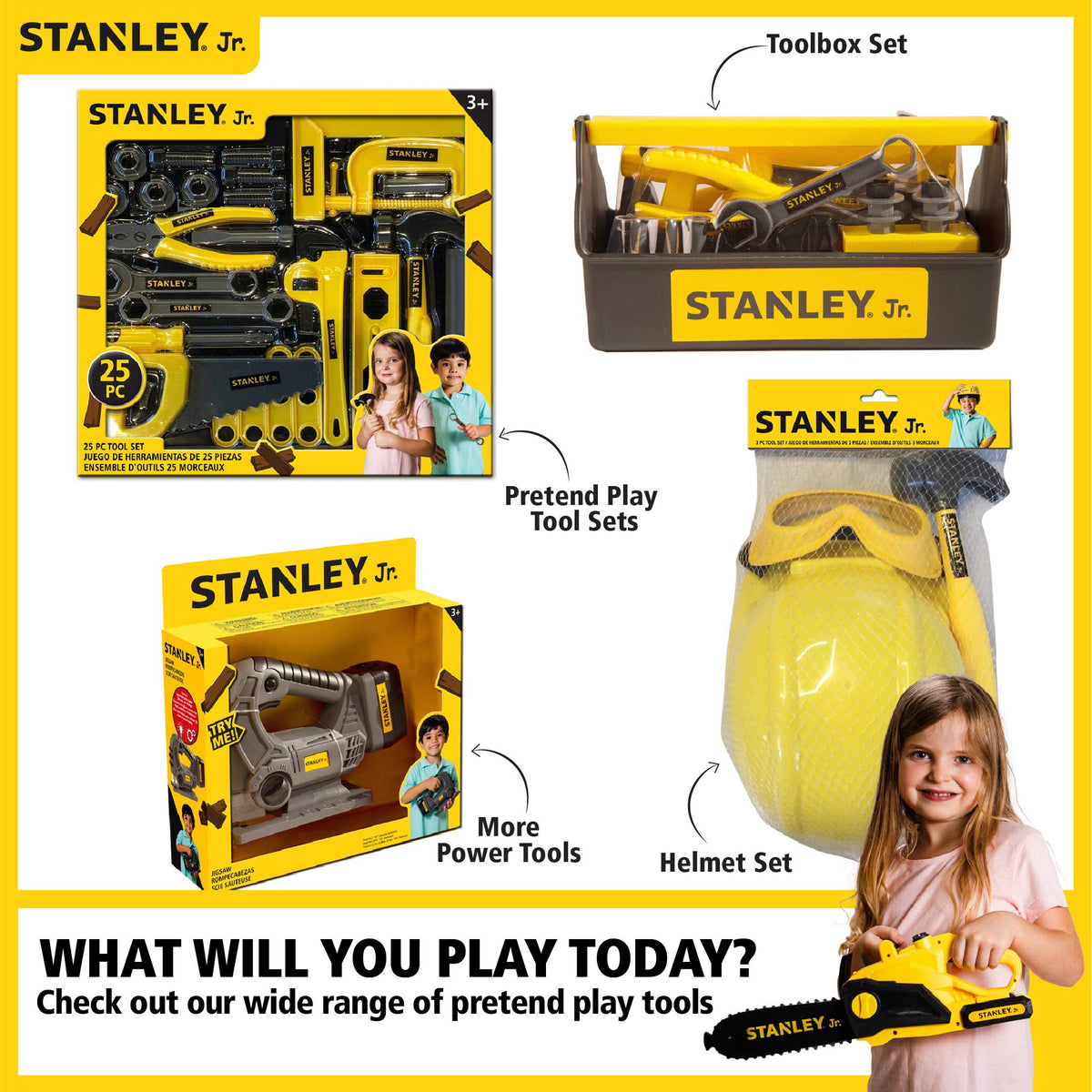 Red Toolbox Stanley Jr Battery Operated Delux Chainsaw,Yellow