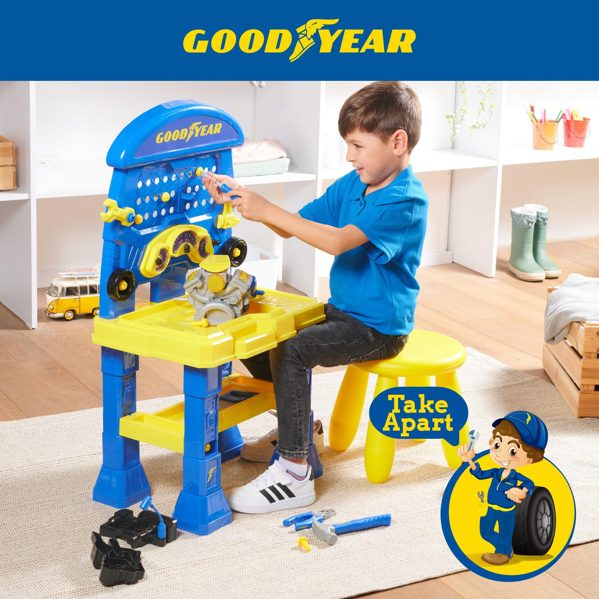 GOODYEAR Pretend Play Repair Workbench Set for Kids