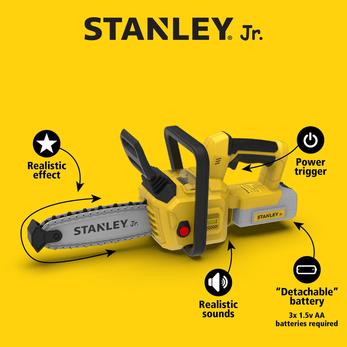 Red Toolbox Stanley Jr Battery Operated Delux Chainsaw,Yellow