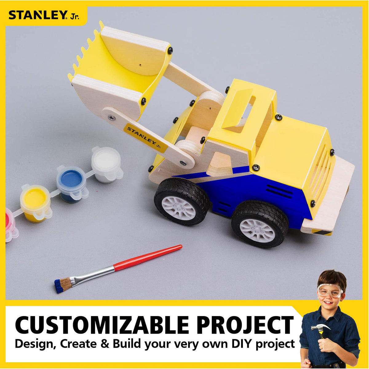 STANLEY Jr. Construction Truck Front Loader Wood Craft Kit
