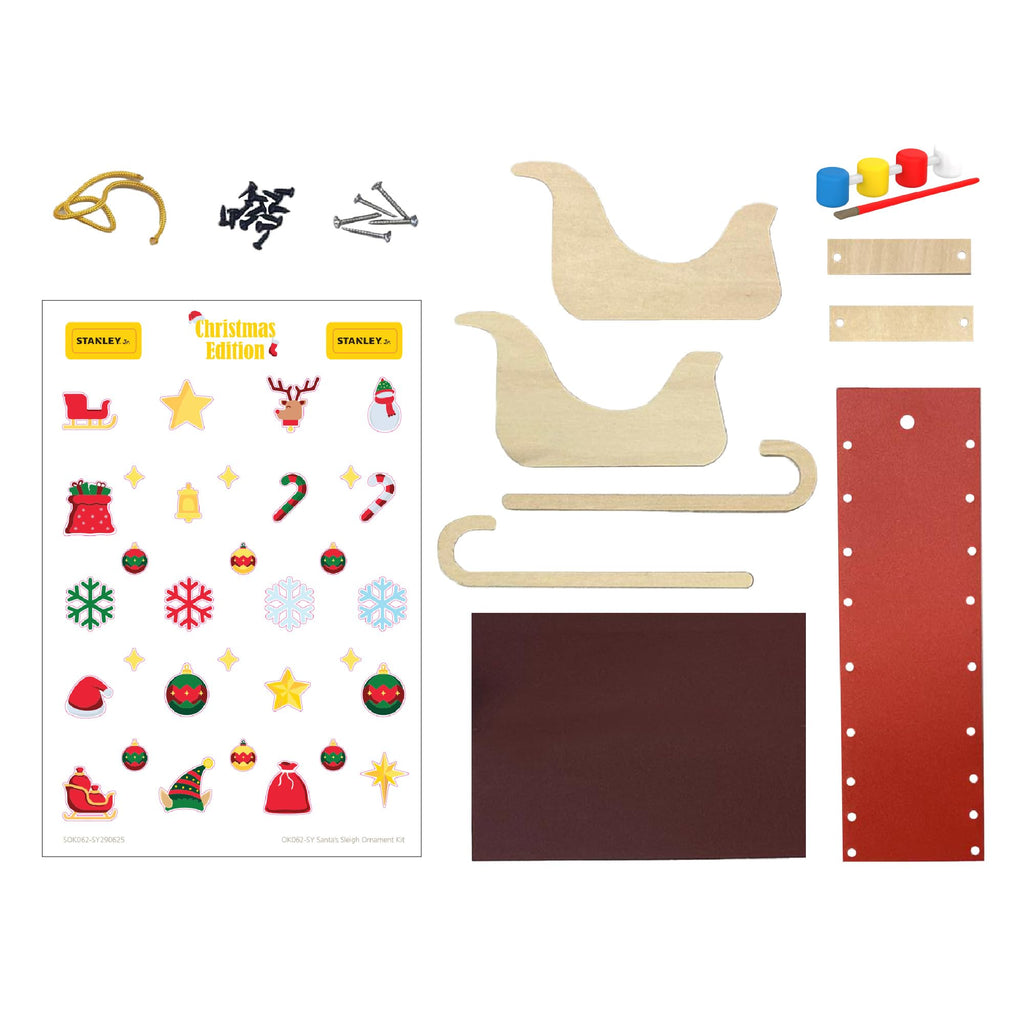 STANLEY Jr. DIY Wood Mini Santa Sleigh and Reindeer Set
