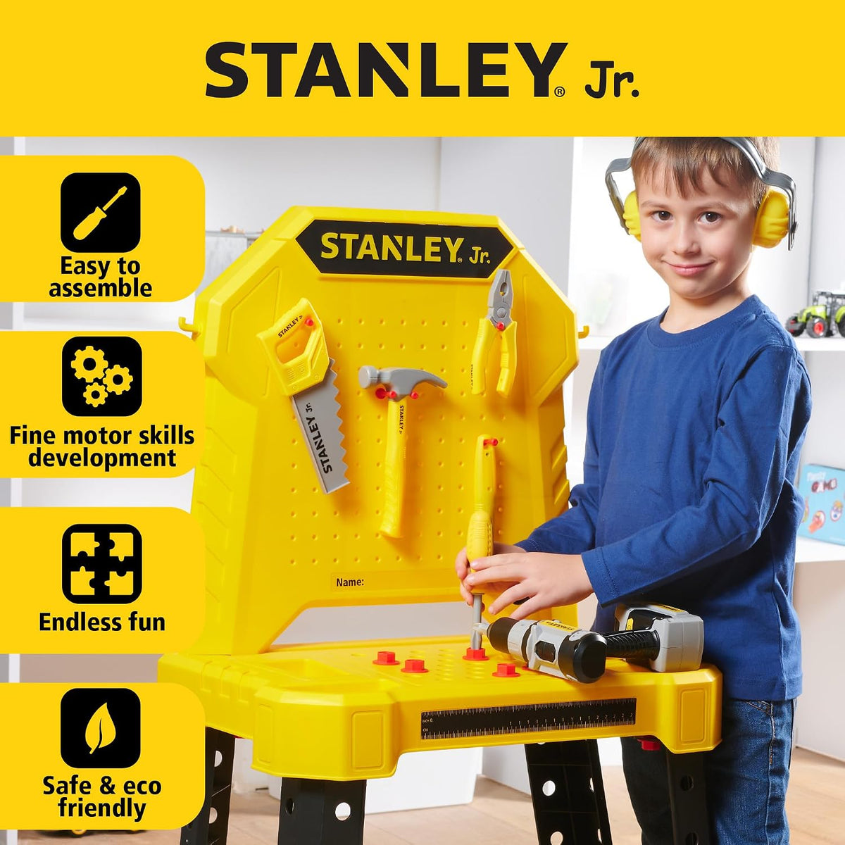 STANLEY Jr. Pretend Play Kids Tool Bench with Toolset