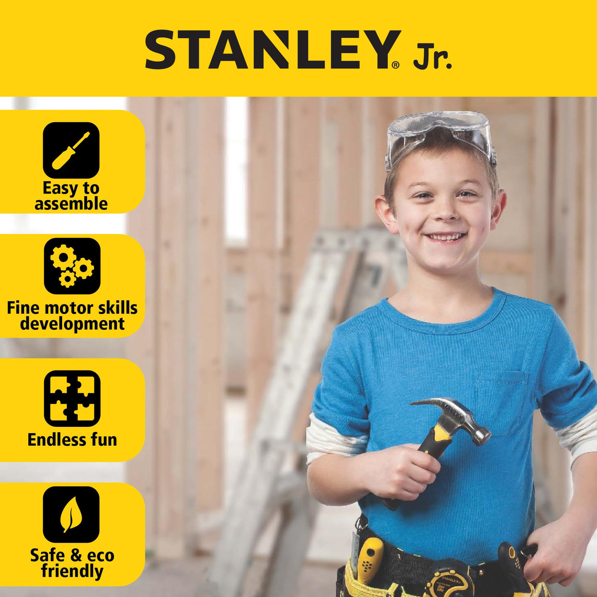 Stanley Jr Real Tool Set for Kids (5 pcs)