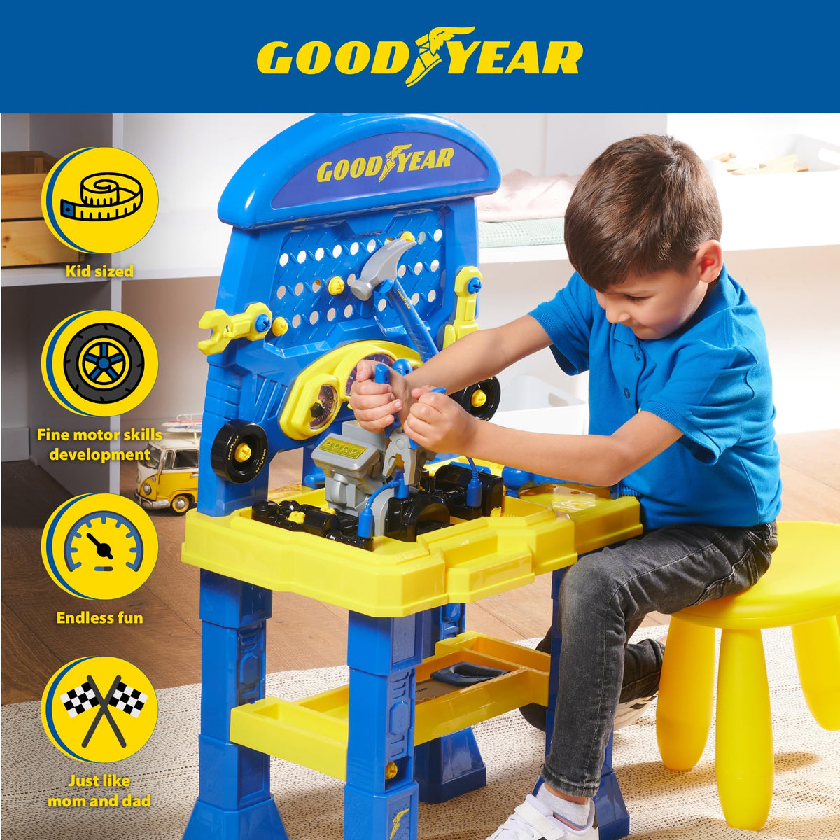 GOODYEAR Pretend Play Repair Workbench Set for Kids