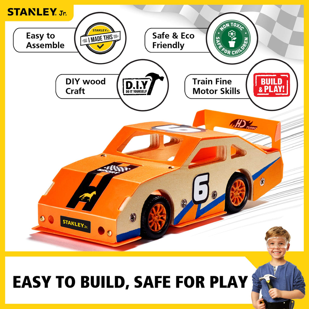 STANLEY Jr. Orange Race Car - DIY Woodworking Model Kits