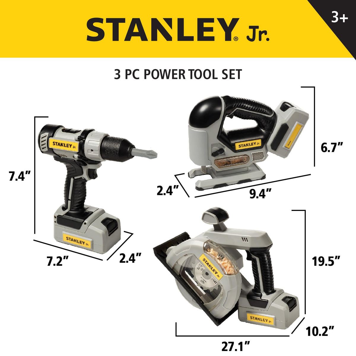 STANLEY Jr. 3 Pack Kids Toy Power Tool Set