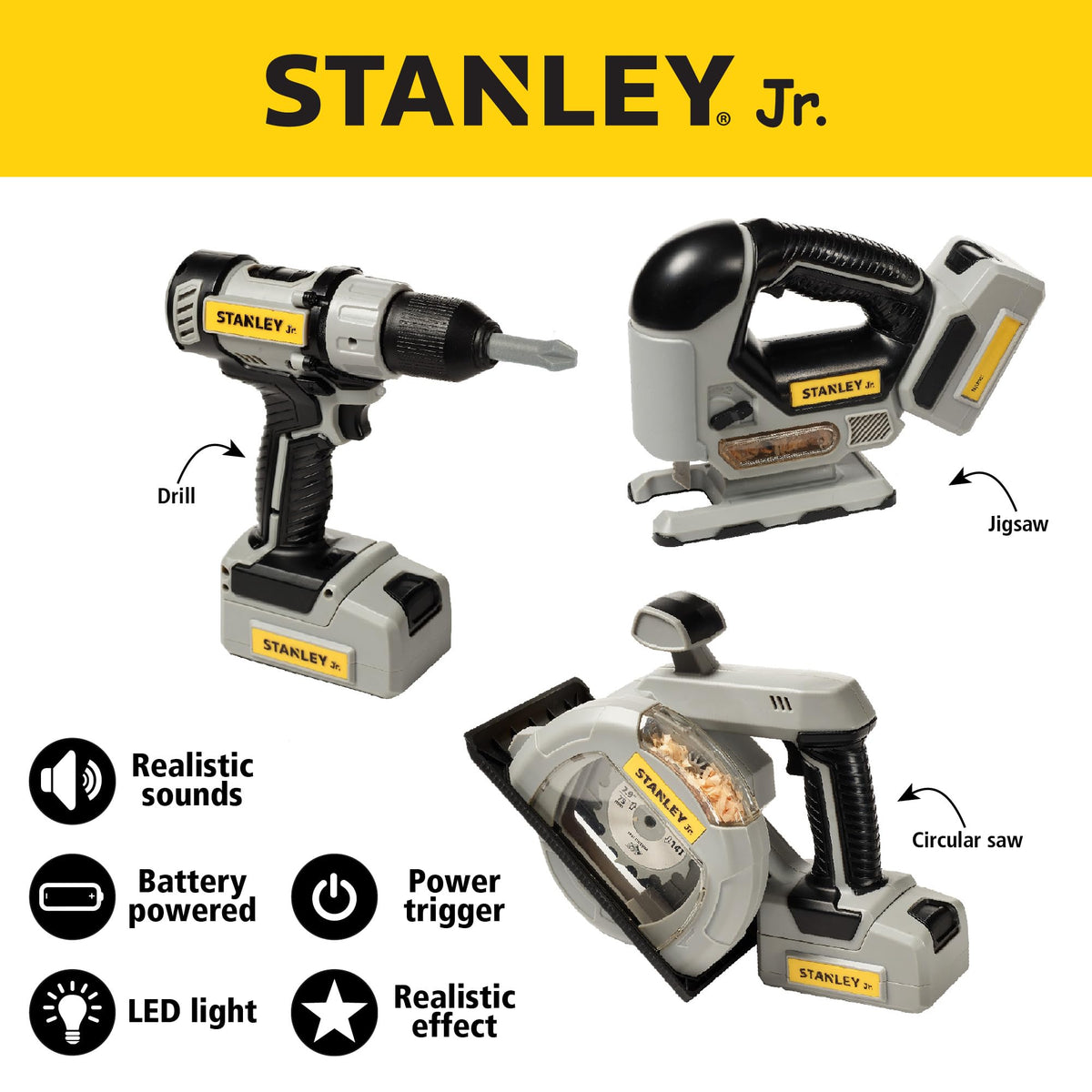 STANLEY Jr. 3 Pack Kids Toy Power Tool Set