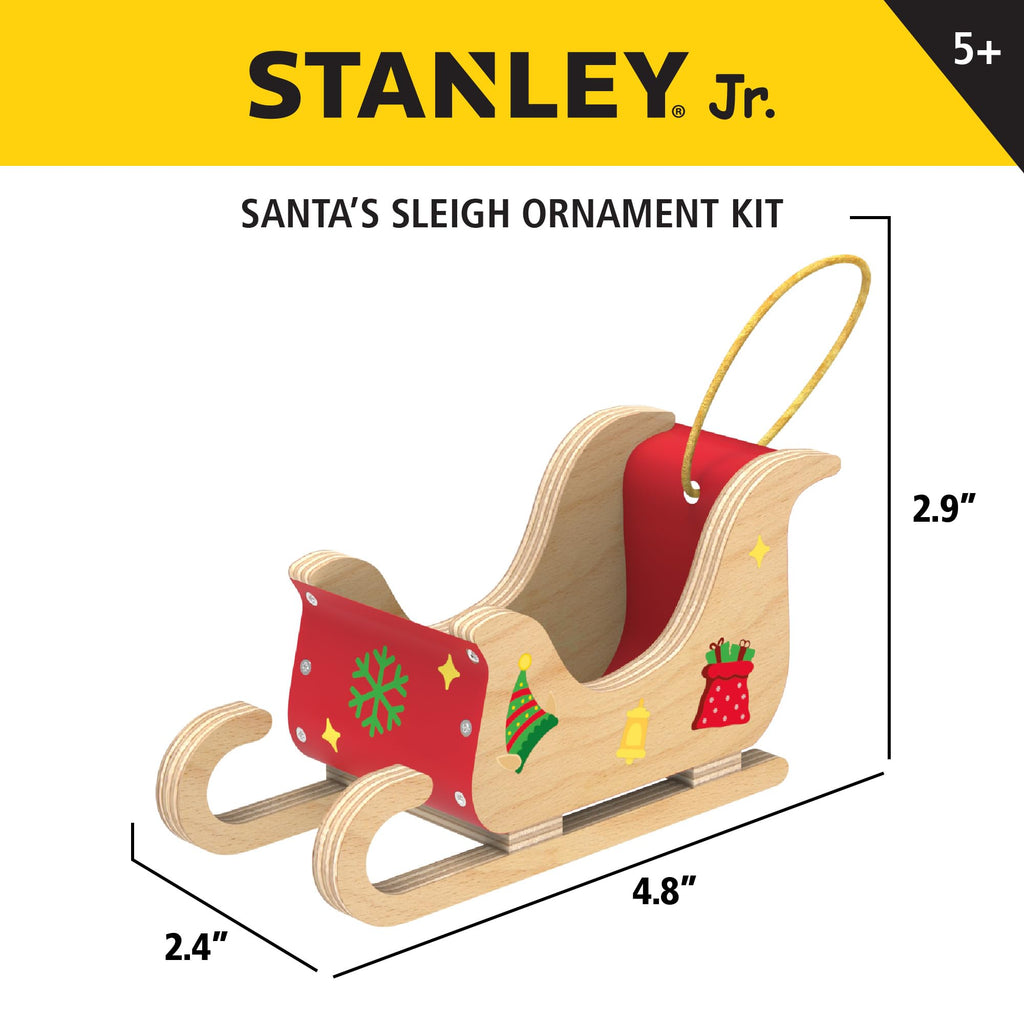 STANLEY Jr. DIY Wood Mini Santa Sleigh and Reindeer Set