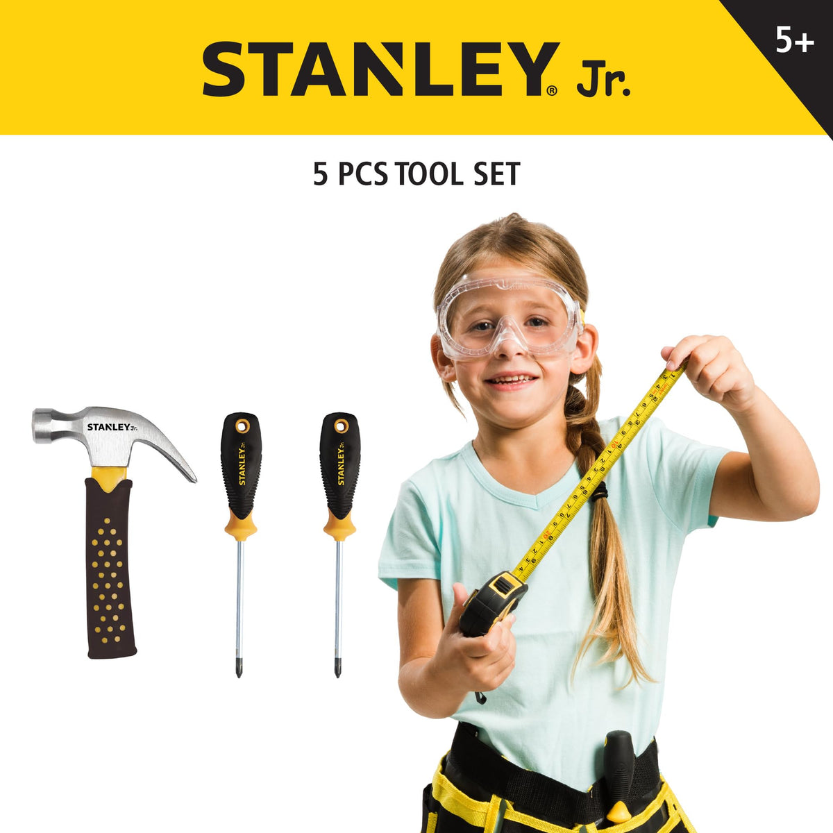 Stanley Jr Real Tool Set for Kids (5 pcs)