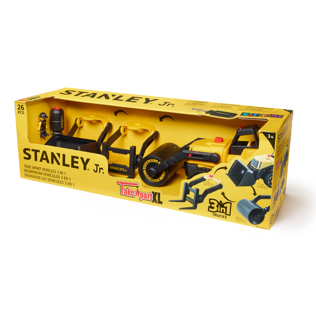3 in 1 Take Apart XL Set Front Roller, Road Roller, Forklift