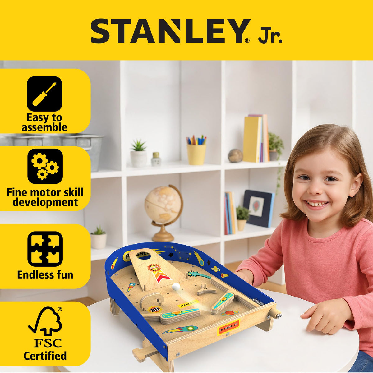 STANLEY Jr. Kids Pinball Machine Kit