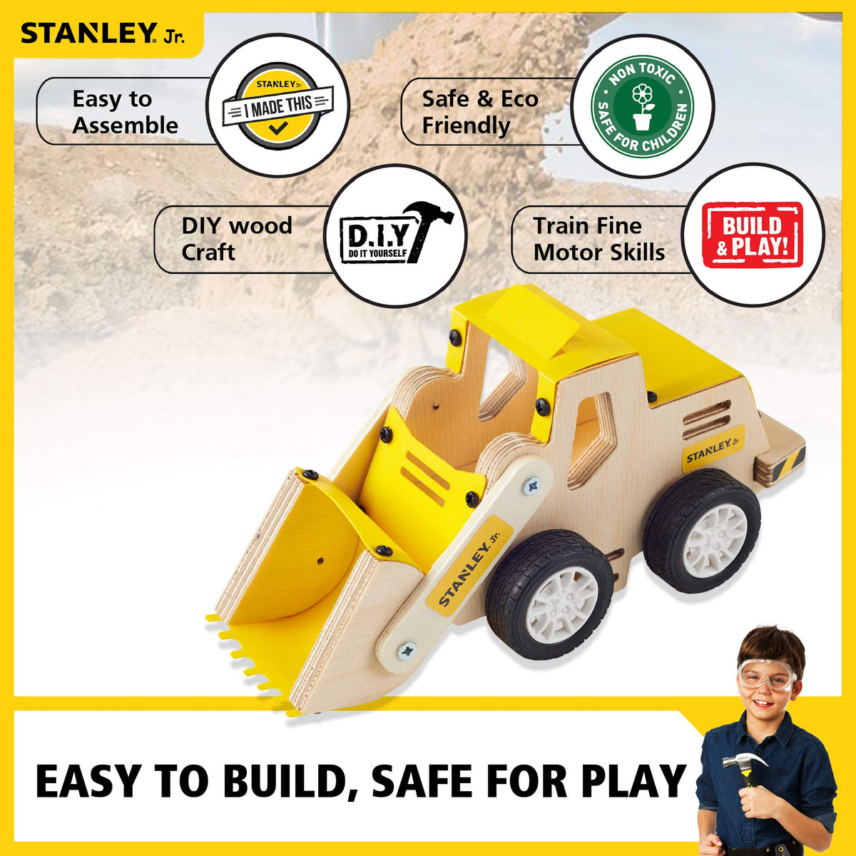 STANLEY Jr. Construction Truck Front Loader Wood Craft Kit