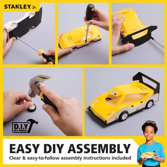 Stanley Jr Pull Back Sports Car Kit and 5-Piece Tool Set (Tool Belt Not Included)